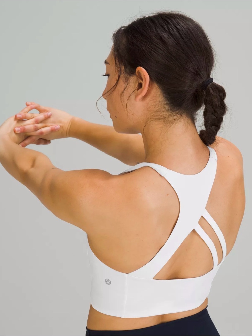 Lululemon Strong Lines Bra Medium Support Sports Bra Sz 8 White high neck run - Picture 2 of 12